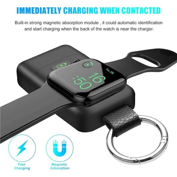 Portable Wireless Charger for Apple Watch, iWatch Charger 1400mAh Smart Keychain - Picture 3 of 7